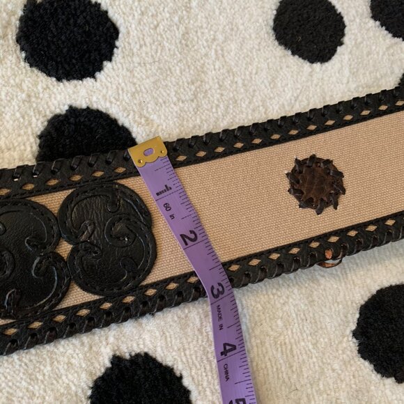 Wide Statement Brown Braided Leather Canvas Boho Chic 70s Hippie Corset Belt - Picture 10 of 13